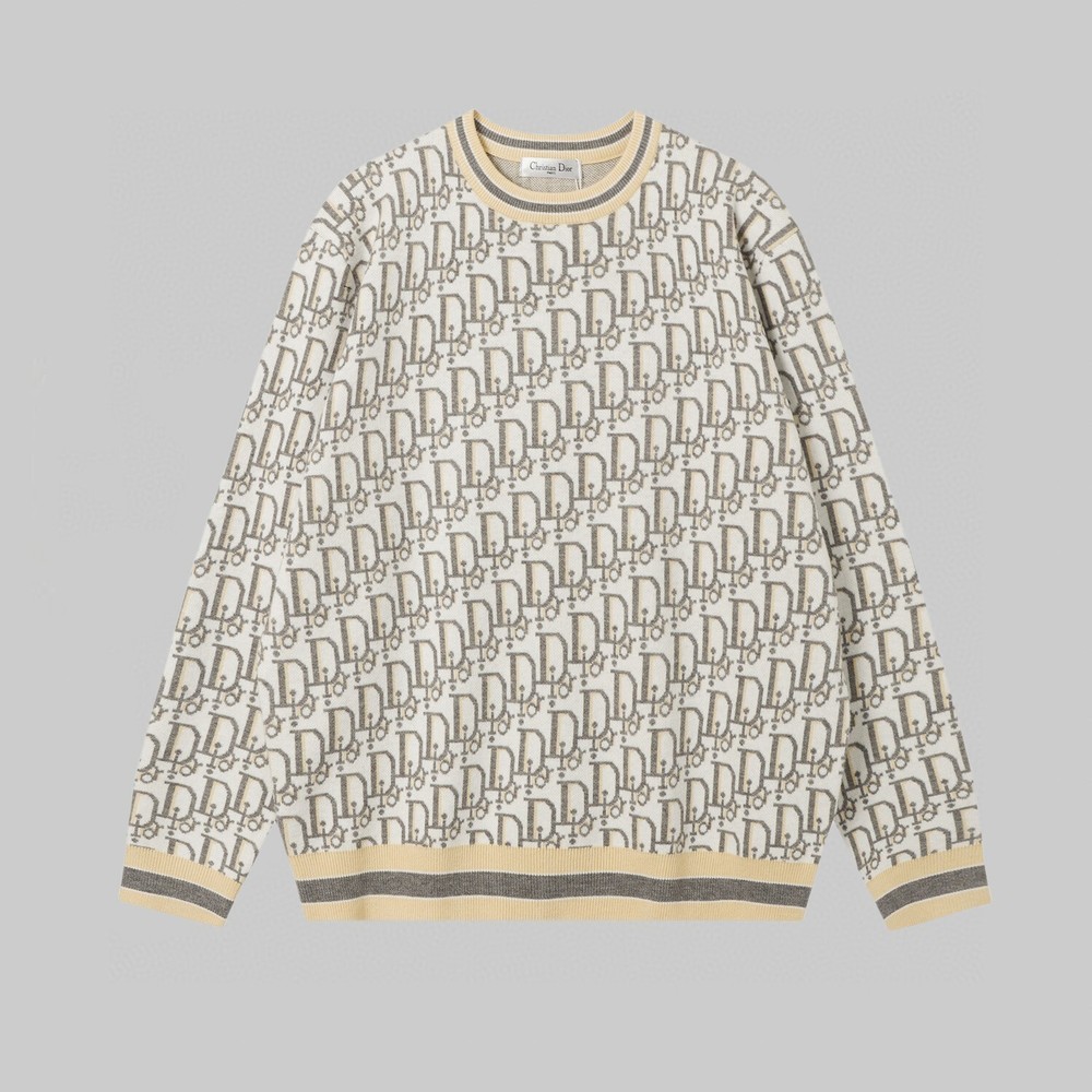 Dior  letter logo full print pullover casual knit sweater for both men and women