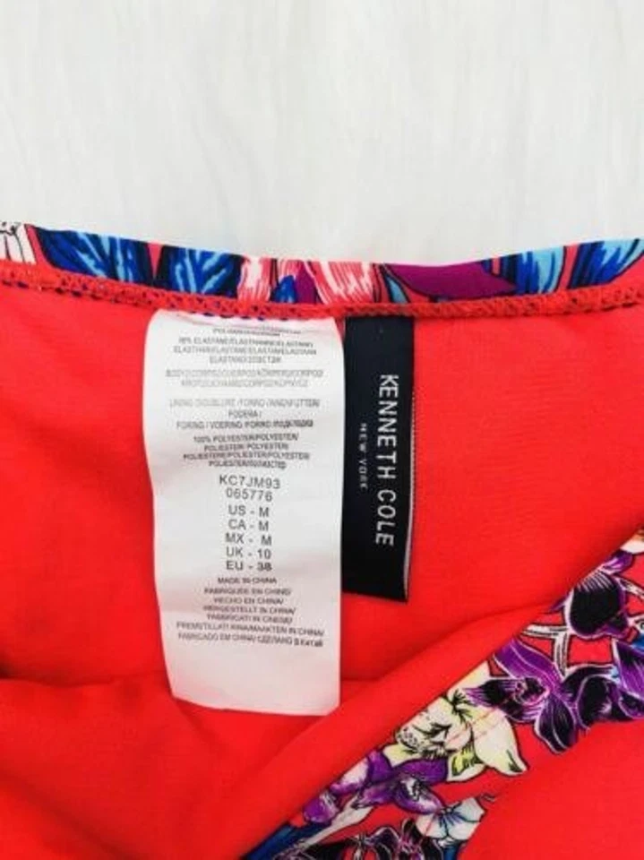Parte inferior de bikini para mujer Kenneth Cole tropical floral talla M roja Foto 3 de 4