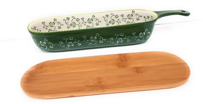 Temp-tations Skinny Loaf Pan with Handle and Bamboo Lid/Trivet, 1.75 Qt K48856