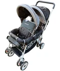 Baby Infant Umbrella Deluxe Double Stroller Light Weight Travel Foldable Black