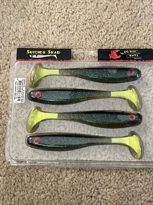 Big Bite Baits Saltwater Suicide Shad Swimbaits Sprayed  Grass 4 Ct