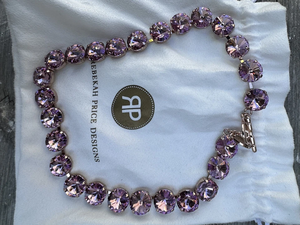 Crystal Gem Fashion Necklace Choker Rose Gold Plated Made In Italy Rebekah Price - Image 2 of 4