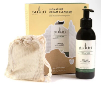 Sukin Signature Cream Cleanser 125ml With Reuseable Cleansing Pads Gift Set