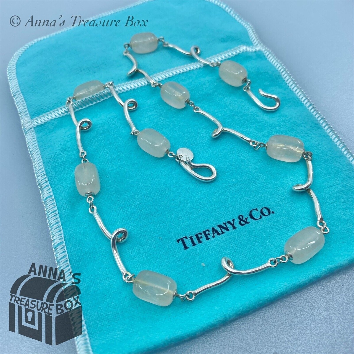 Tiffany & Co. 925 Silver Pink Rose Quartz Twirl 18” Necklace (Bx