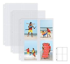 25 Pack 3 Ring Photo Binder Page Refills Photo Album Refill Sheets