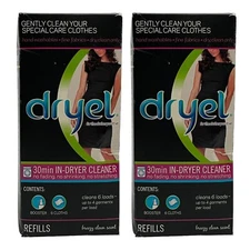 2 Pack Dryel 30 min In-Dryer Dry Cleaner Refill Kit Booster Spray 6 Loads SEALED
