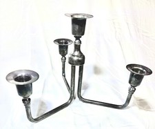 Vintage Danish Mid Century Minimalist MCM 4 Candle Holder Silver plate