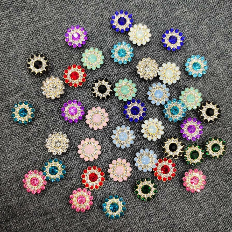 20 Pieces Mixed Alloy Crystal Cra We OFFer at cheap prices Flowers Rhinestone Buttons Genuine for
