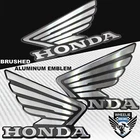 3.5"ALUMINUM METAL BLACK&CHROME WING LOGO DECAL EMBLEM TANK/FENDER STICKER