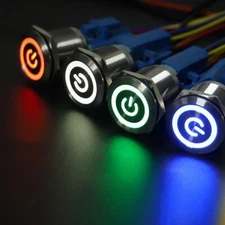 16mm 12V LED ON OFF Waterproof Stainless Steel Latching Push Button Power Switch