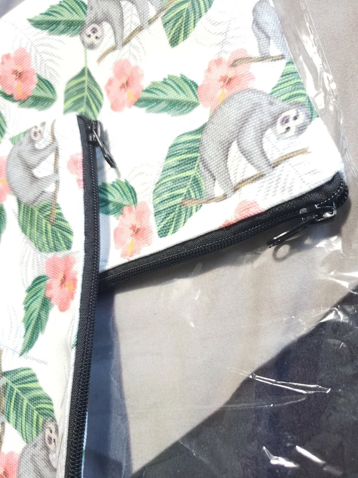 2 Cute Tree Sloth Fashion Beauty Cosmetic Makeup Organizer Bags Women 8.7x5.3x2" - Image 3 of 4