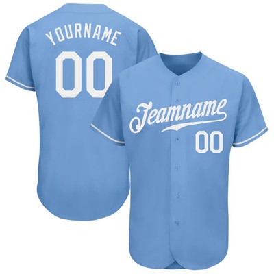 Custom Light Blue White Baseball Jersey Personalized Team Sport Gift Him