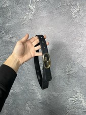 Rare 80s Gucci GG logo Leather Belt Metal Buckle