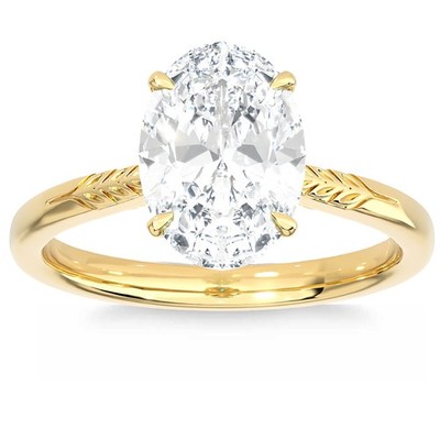 Zertifizierter ovaler Solitär-Diamant-Verlobungsring VS 2,50 kt 14 kt Gold im Labor gezüchtet