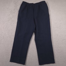 Alfred Dunner Pants Womens 14 Navy Blue Pull On Elastic Waist Polyester Slacks