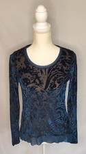 Simply Vera Wang Burnout Velvet Long Sleeve Tops Small Teal And Pink Set