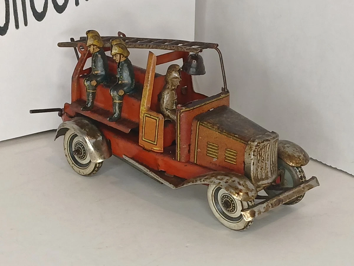 发条消防车印第安纳复古及古董锡玩具汽车| eBay