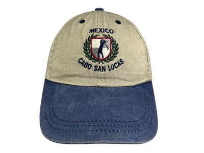 Vtg y2k CABO SAN LUCAS Brown/Blue MEXICO GOLF HAT Summer Course Baseball Surf
