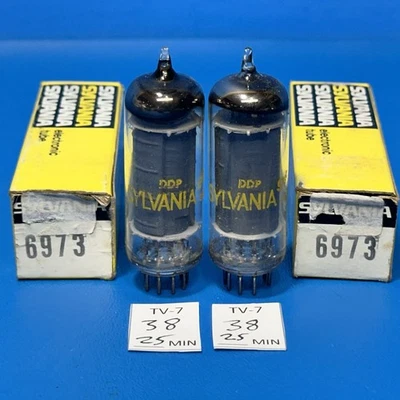 NOS MATCHED PAIR SYLVANIA TRUE 6973 AUDIO TUBES - Image 1 of 4