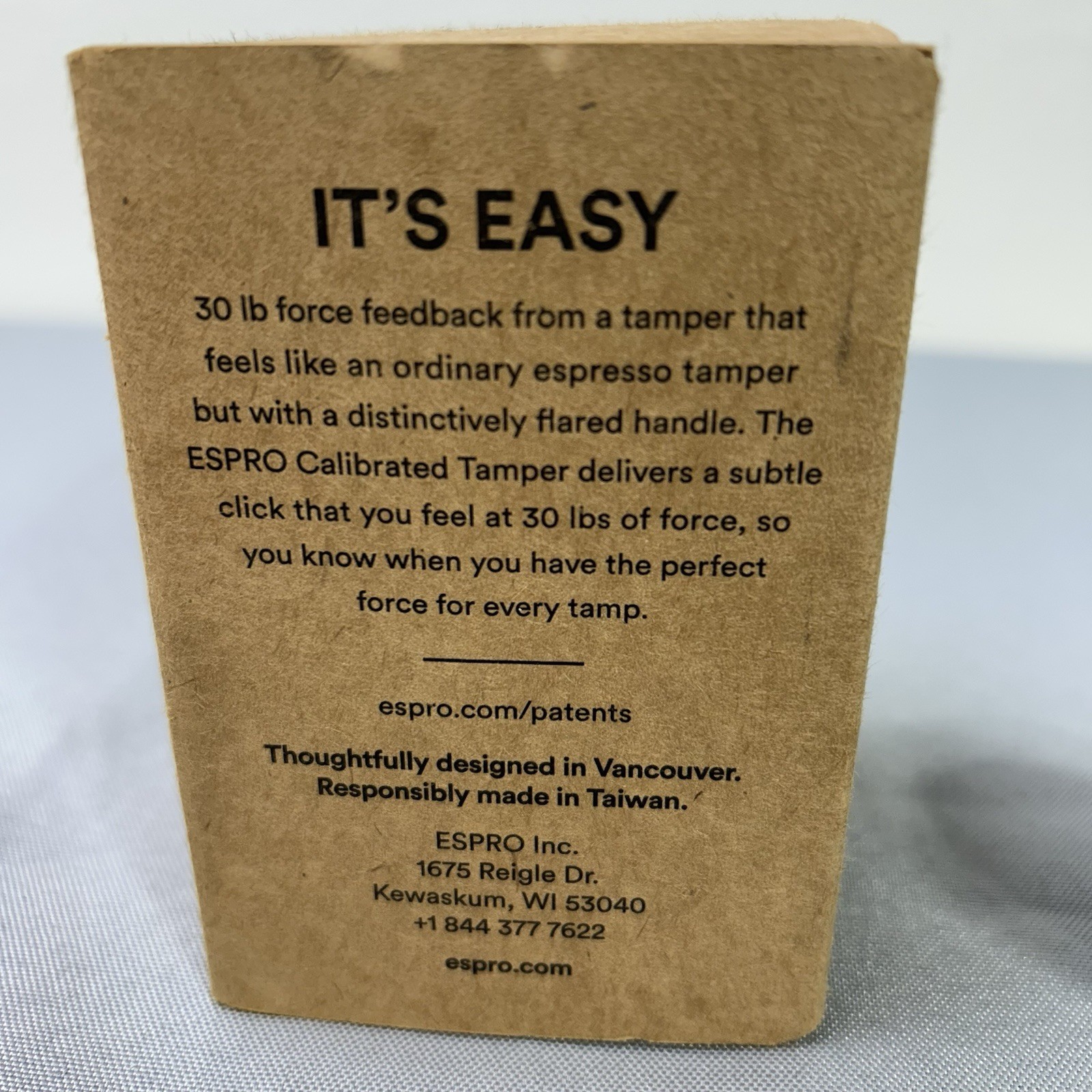 ESPRO Calibrated Espresso Coffee Tamper Flat 30 lb Tamping Force Black 58mm Flat