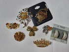 Vintage Style Costume Jewelry Lot - Brooches & Earrings - Bella, J. Teaz