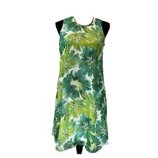 CALVIN KLEIN WOMENS SIZE 4 GREEN FLORAL PRINT SLEEVELESS MIDI DRESS