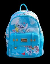 Disney Lilo Stitch All-over Character Print Vegan Leather Blue Mini Backpack