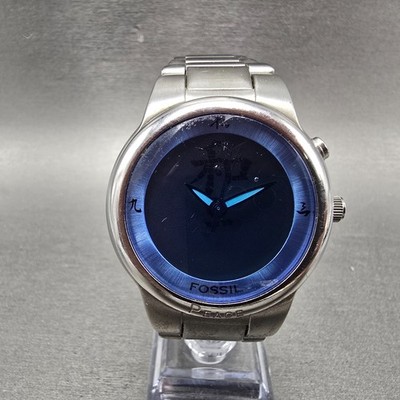 Fossil Big Tic Watch Men 41mm Blue Dial Silver Kanji Round JR-8084 New battery