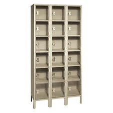 Lyon Pp53623pcsu Box Locker, (3) Wide, (6) Tier, Steel, Beige, Powder Coated
