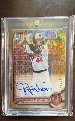 2022 Bowman Draft - Chrome Draft Pick Autographs Jud Fabian #CDA-JF Gold Wave...