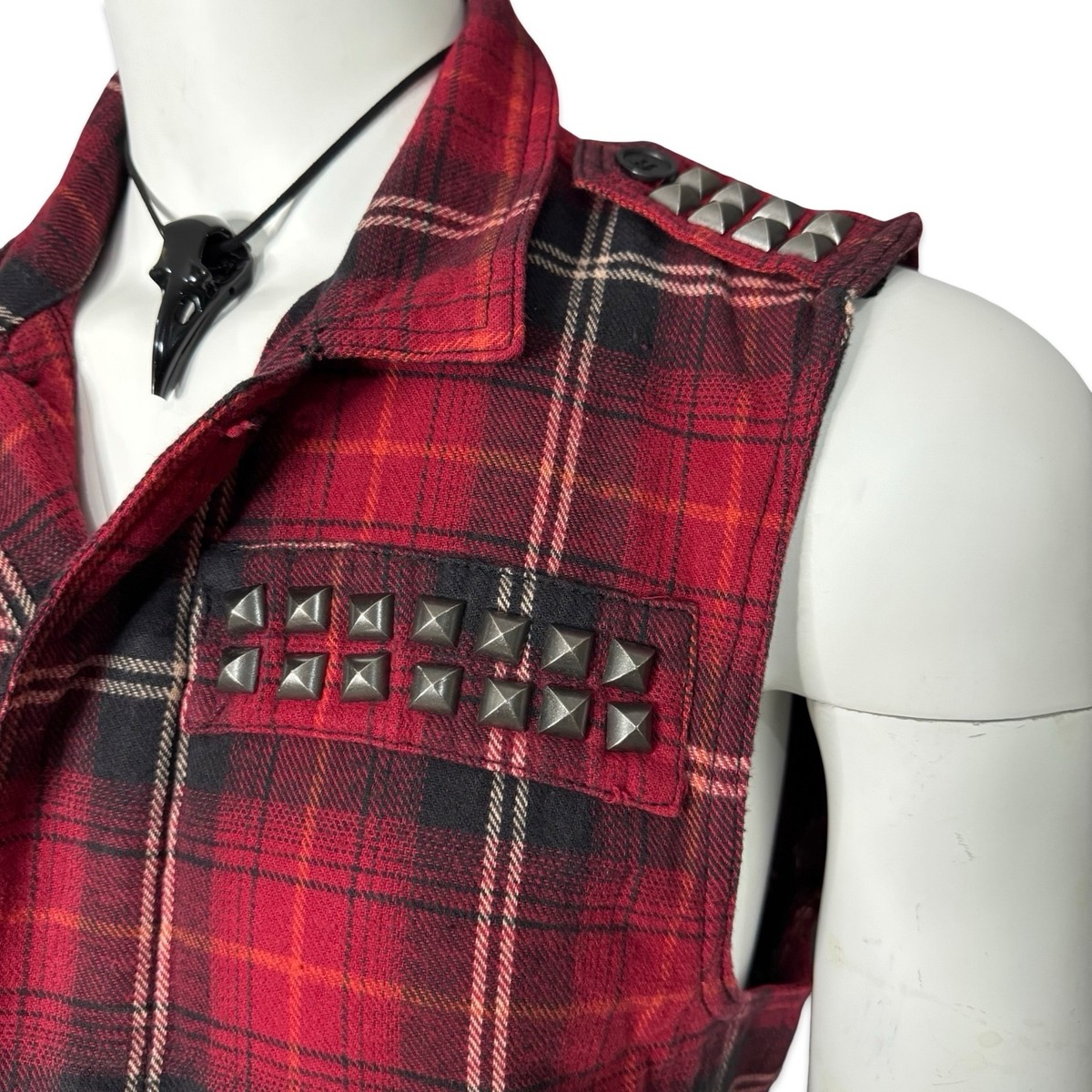 TRIPP GOTHIC PUNK BIKER TRUCKER STUDDED FLANNEL TARTAN PLAID