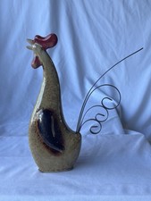 Ceramic 10" Rooster with Metal Tail