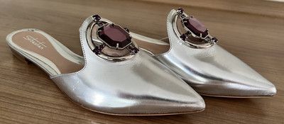 SEBASTIAN MULES Sommerschuhe Sandalen Gr. 37 NEU LUXUS Silber Stein