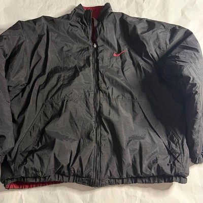Nike Reversible Jacket Swoosh VTG Y2K Mens XL Red Black Puffer Coat Oversize