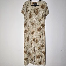 Vtg 90s Norton McNaughton Floral Button Front Maxi Dress Size 12 Cottage Classic