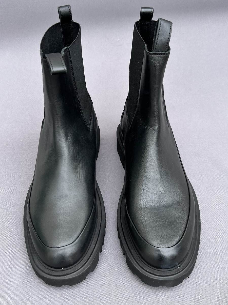 AllSaints Harlee Lug Sole Chelsea Black Leather Boots Women
