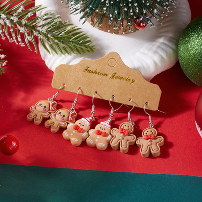 3 Paar süße Harz stereoskopische simulierte Kekse Ohrringe für Frauen Weihnachten G
