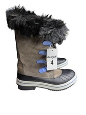 Cat  Jack Girls Kids Size 4 Nadia Black Fur Top Brown Winter Snow Boots