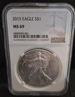 2015 $1 1-oz American Silver Eagle NGC MS69 Brown Label