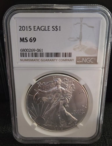 2015 $1 1-oz American Silver Eagle NGC MS69 Brown Label