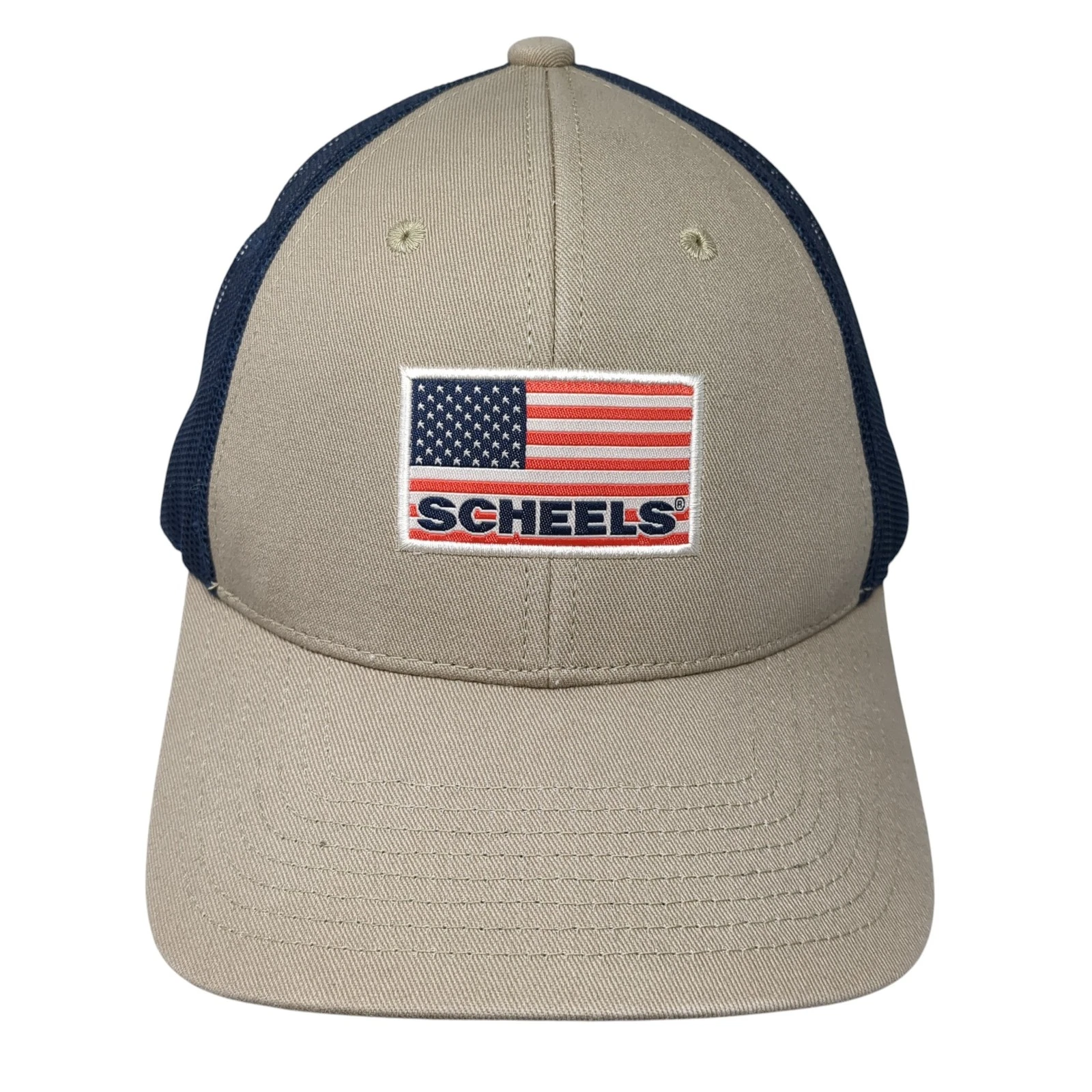 USA Flag Scheels Snapback Mesh Back Trucker Hat Multicolor One Size