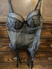 Next phoebe polka dot floral lace mesh basque corset bra cami top size 36D
