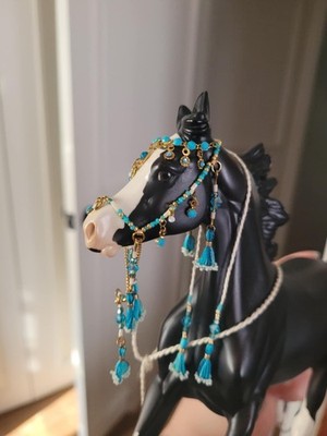 Peter Stone Breyer Arabian Horse Beaded Show Halter by Arabesque Turquoise