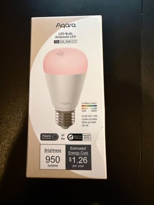 Aqara T2 E26 Smart LED Bulb, Thread/Zigbee, Tunable White 2000-9000K, RGB NEW