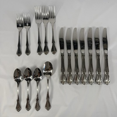 Oneida USA Arbor Rose True Rose Stainless Flatware 16 Piece Set Lot Replacement