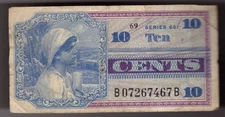10 Cents MPC Series of 661 Plate # 69