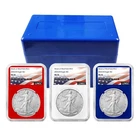 3pc Set - 2026 (W) $1 1-oz American Silver Eagle NGC MS70 Flag Label Red White
