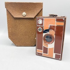 Kodak Beau Brownie | Tan & Brown | Original Carrying Case, Box Camera, Art Deco