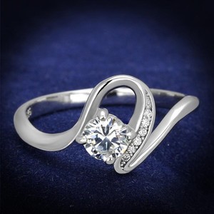 JCE424 Rhodium 925 Sterling Silver Ring with AAA Grade CZ in Clear