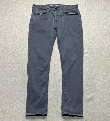 Denham Pants Mens 34 X 30 Bolt Skinny Fit Navy Blue Button Fly Chino Stretch